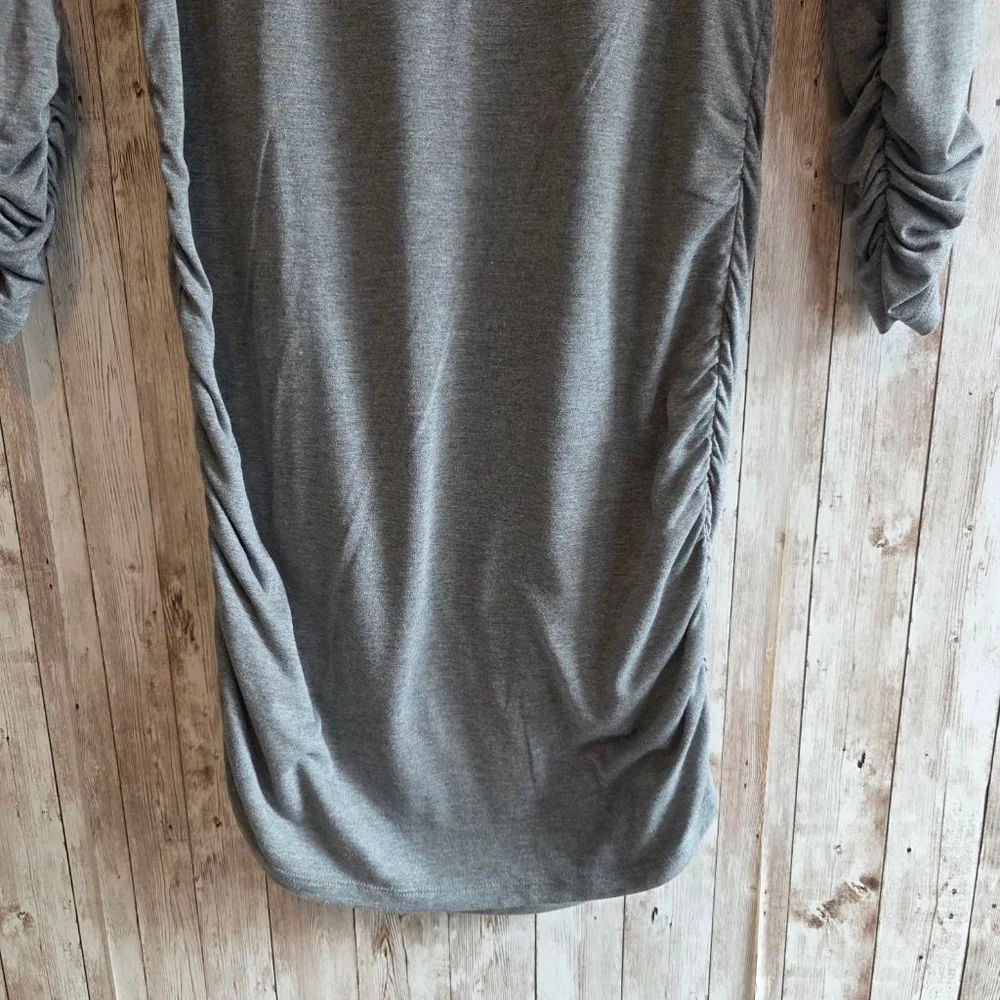 Women's ANN TAYLOR Maternity 3/4 Sleeve Ruched Dress Gray M - Picture 4 of 8